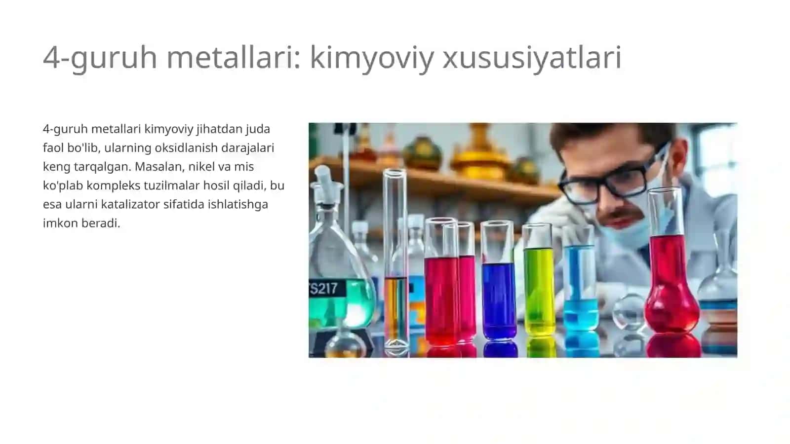 4-guruh metallari Kimyodan 4