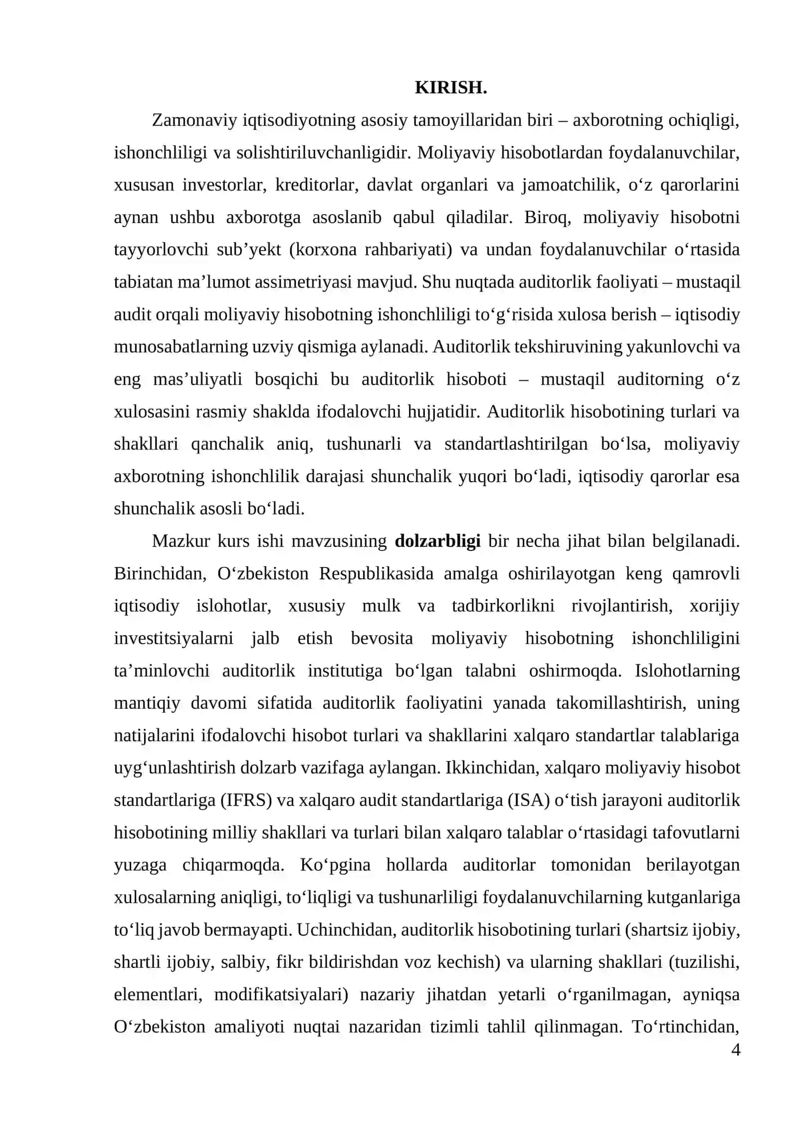 Auditorlik hisobotining turlari va shakllari. 4