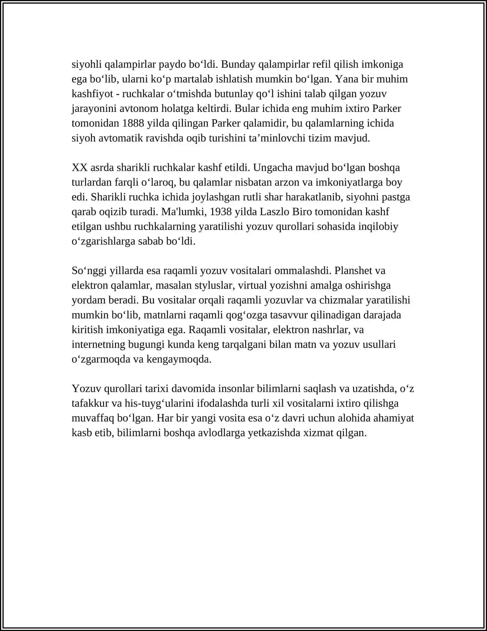 YOZUV QUROLLARI VA MATERIALLARI HAQIDA MA'LUMOT 4