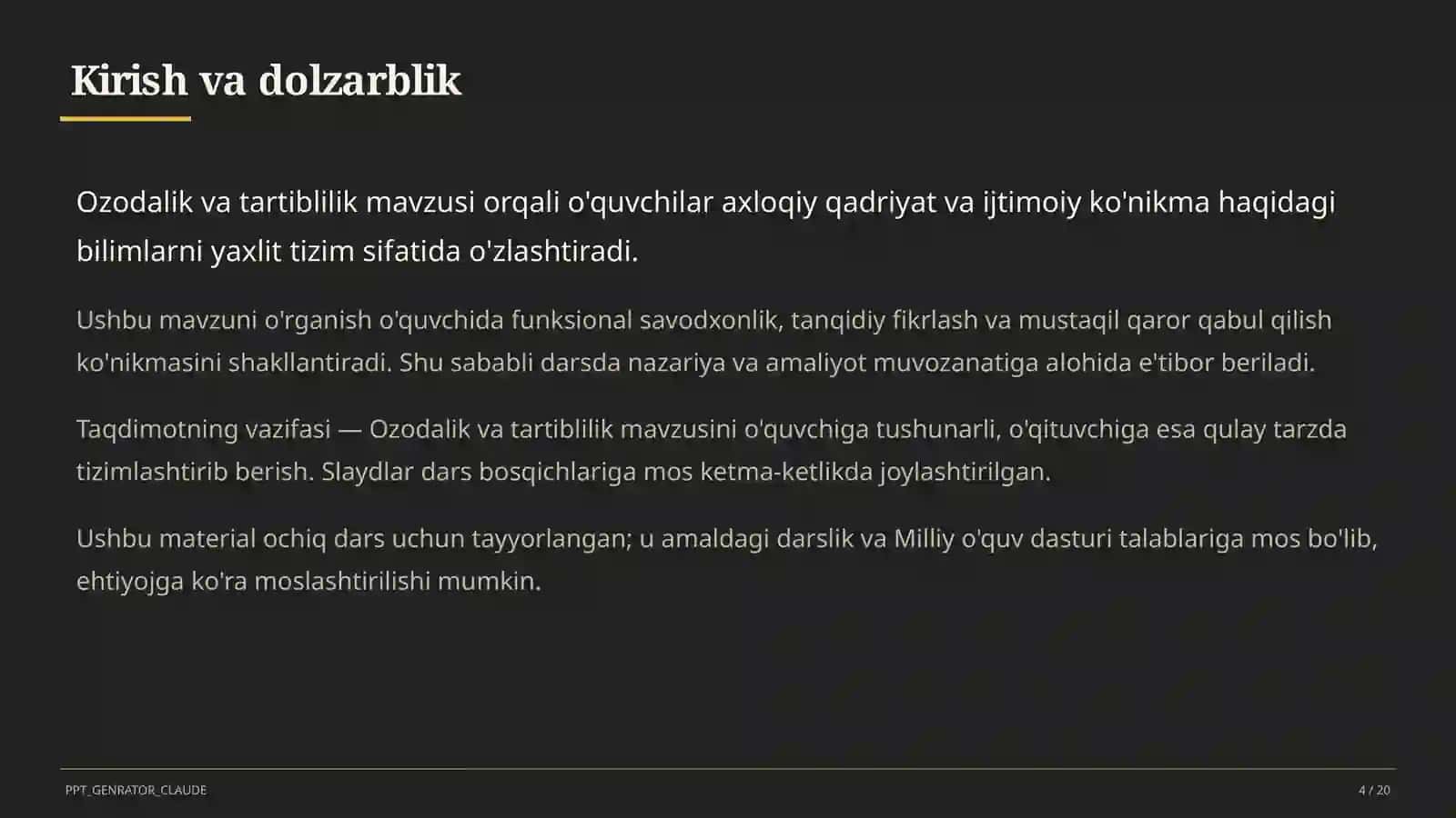 Ozodalik va tartiblilik (1-sinf) 4