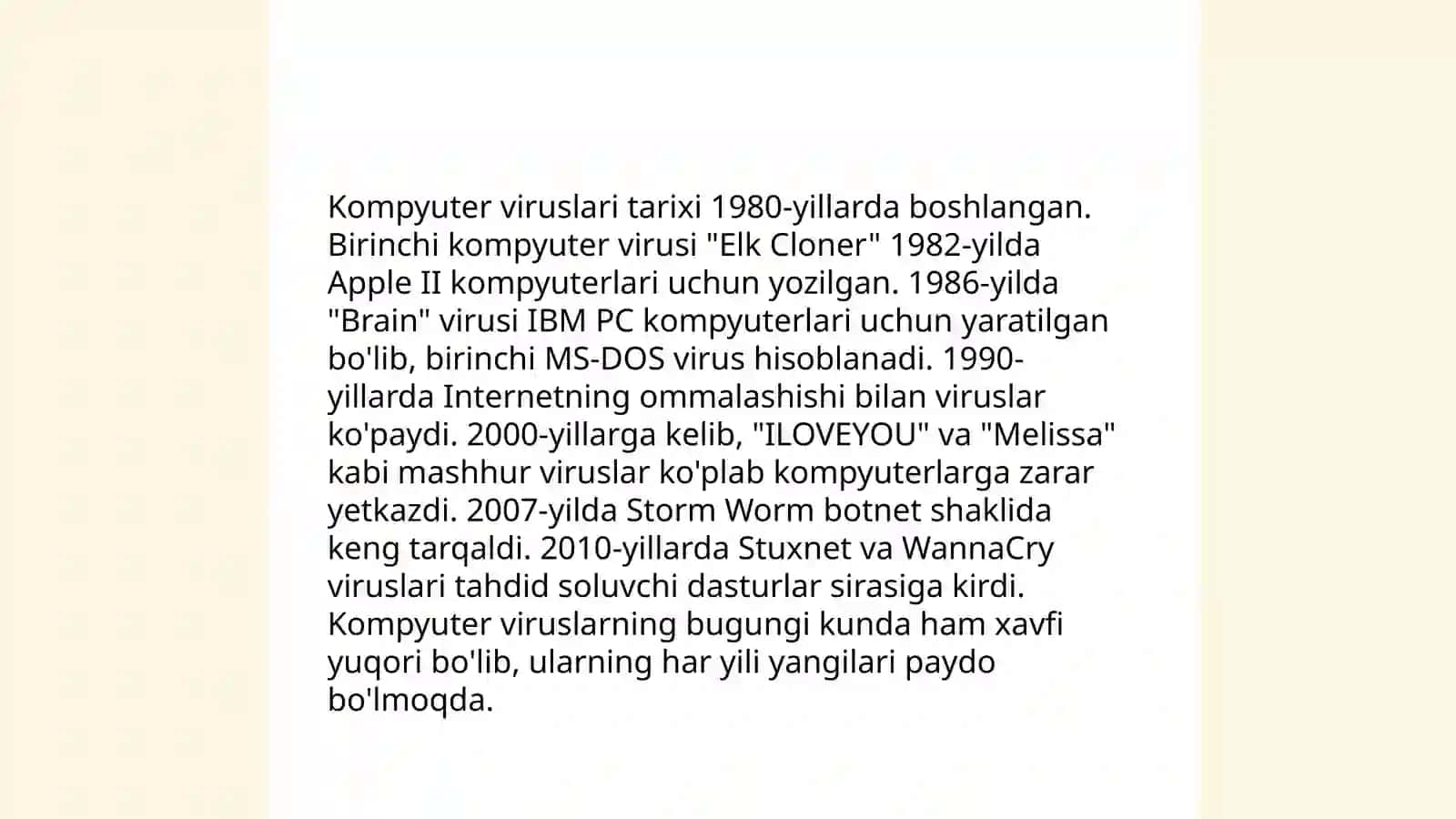 Kompyuter viruslari, turlari va unga doir misollar 4