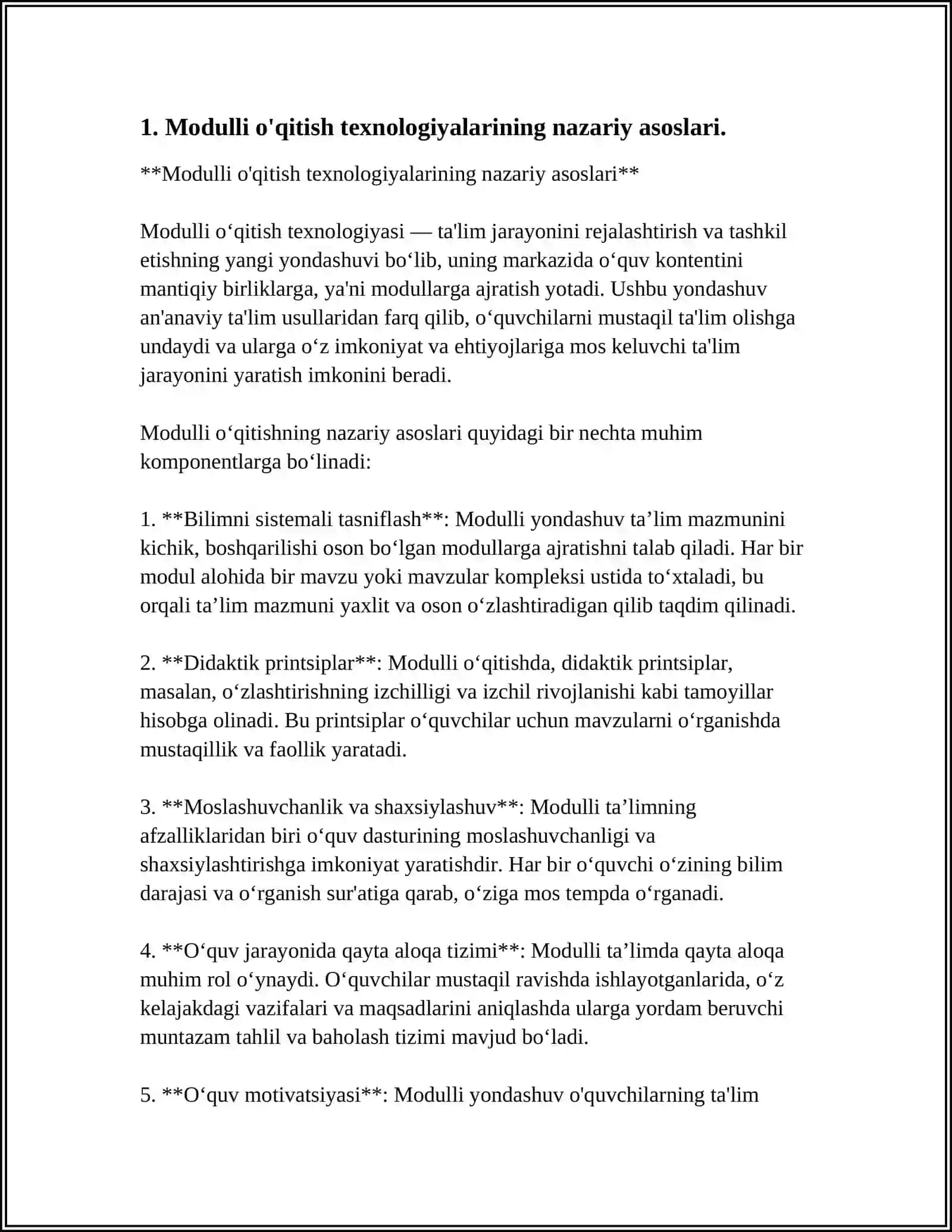 Modulli o'qitish texnologiyalari 4