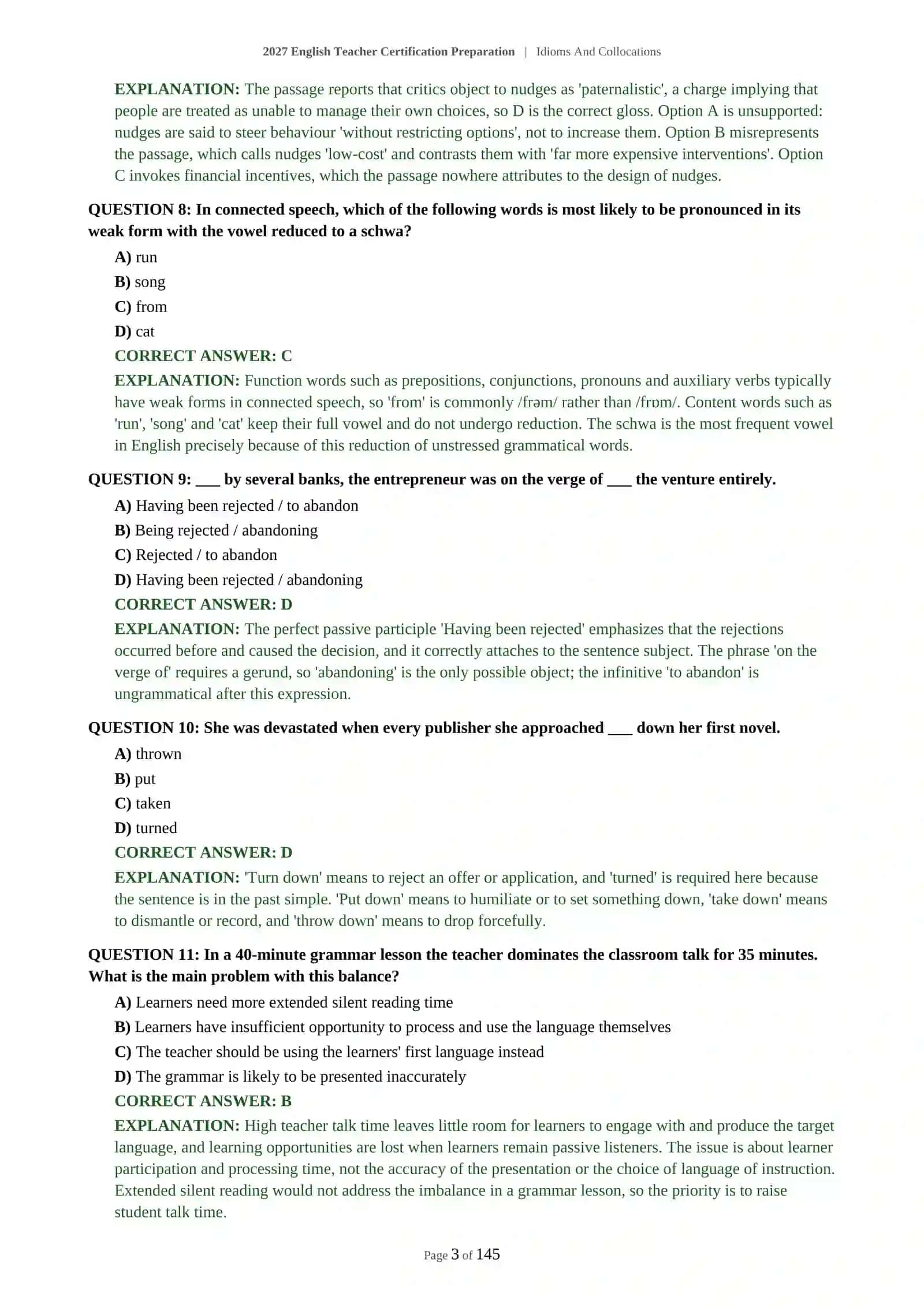 ADVANCED ENGLISH TEACHER CERTIFICATION - IDIOMS AND COLLOCATIONS - 2027 CERTIFICATION PREPARATION 4