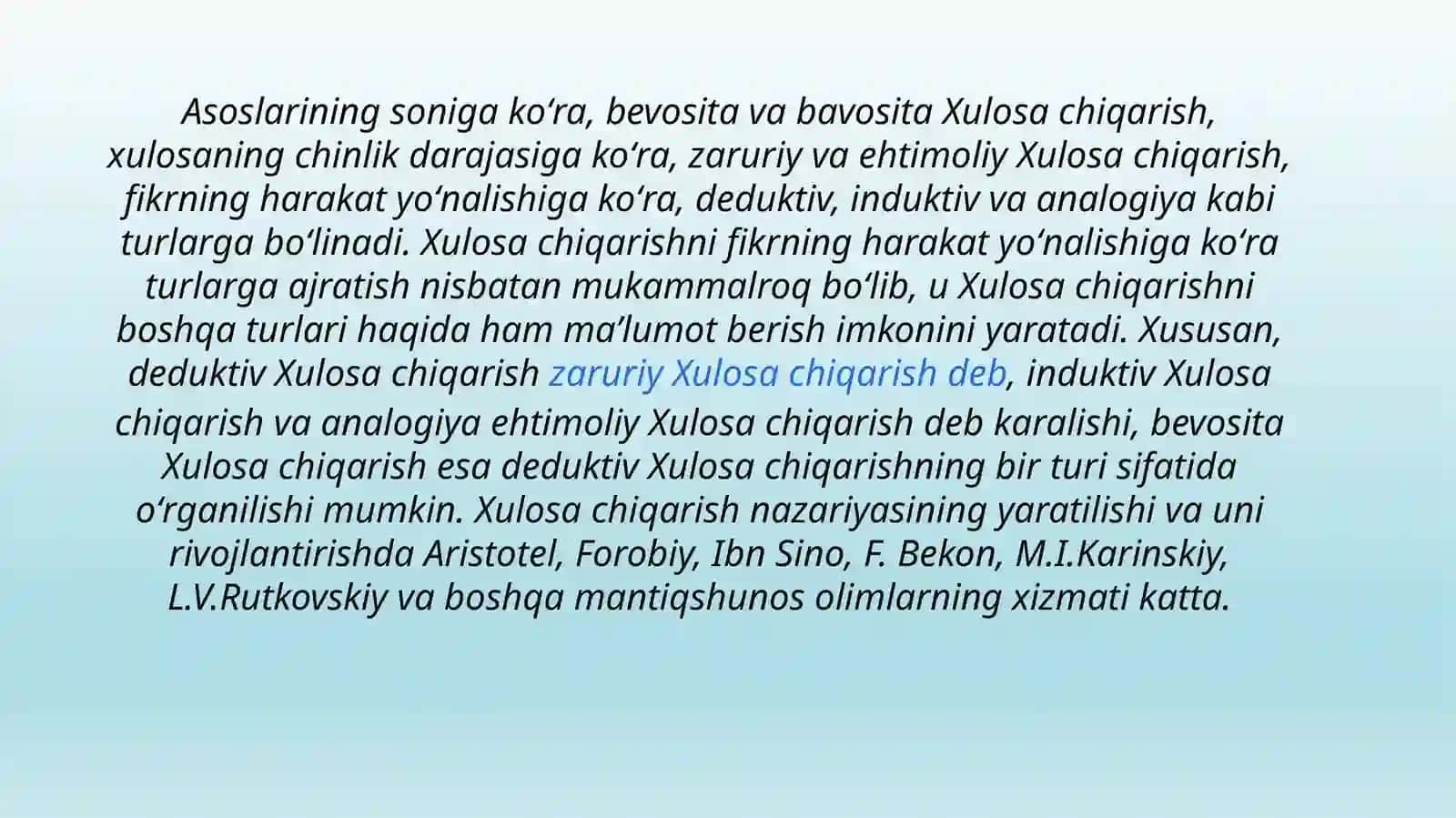 XULOSA CHIQARISHNING UMUMIY MANTIQIY TAVSIFI 4