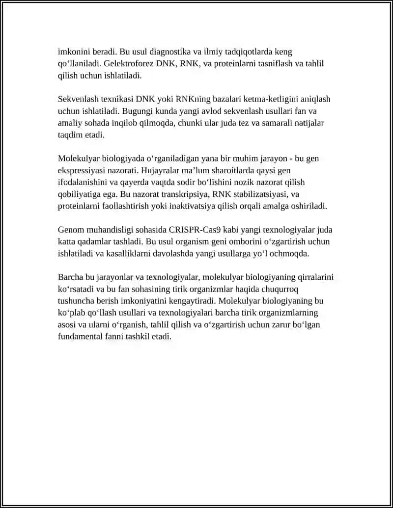 TIRIKLIKNING MOLEKULYAR ASOSLARI 4