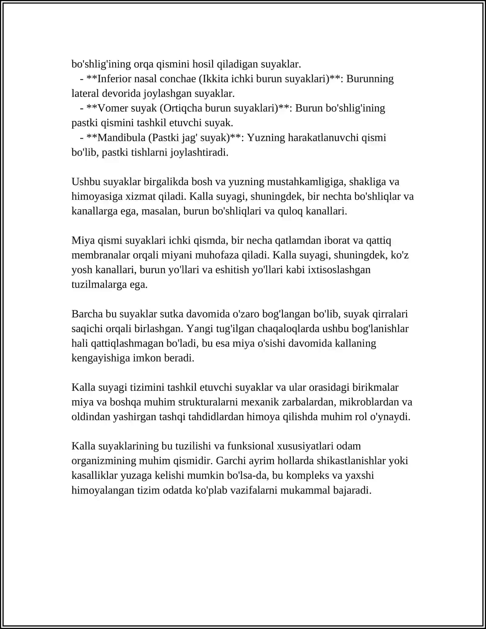 MUSTAQIL ISH Mavzu: KALLA SUYAKLARI 4
