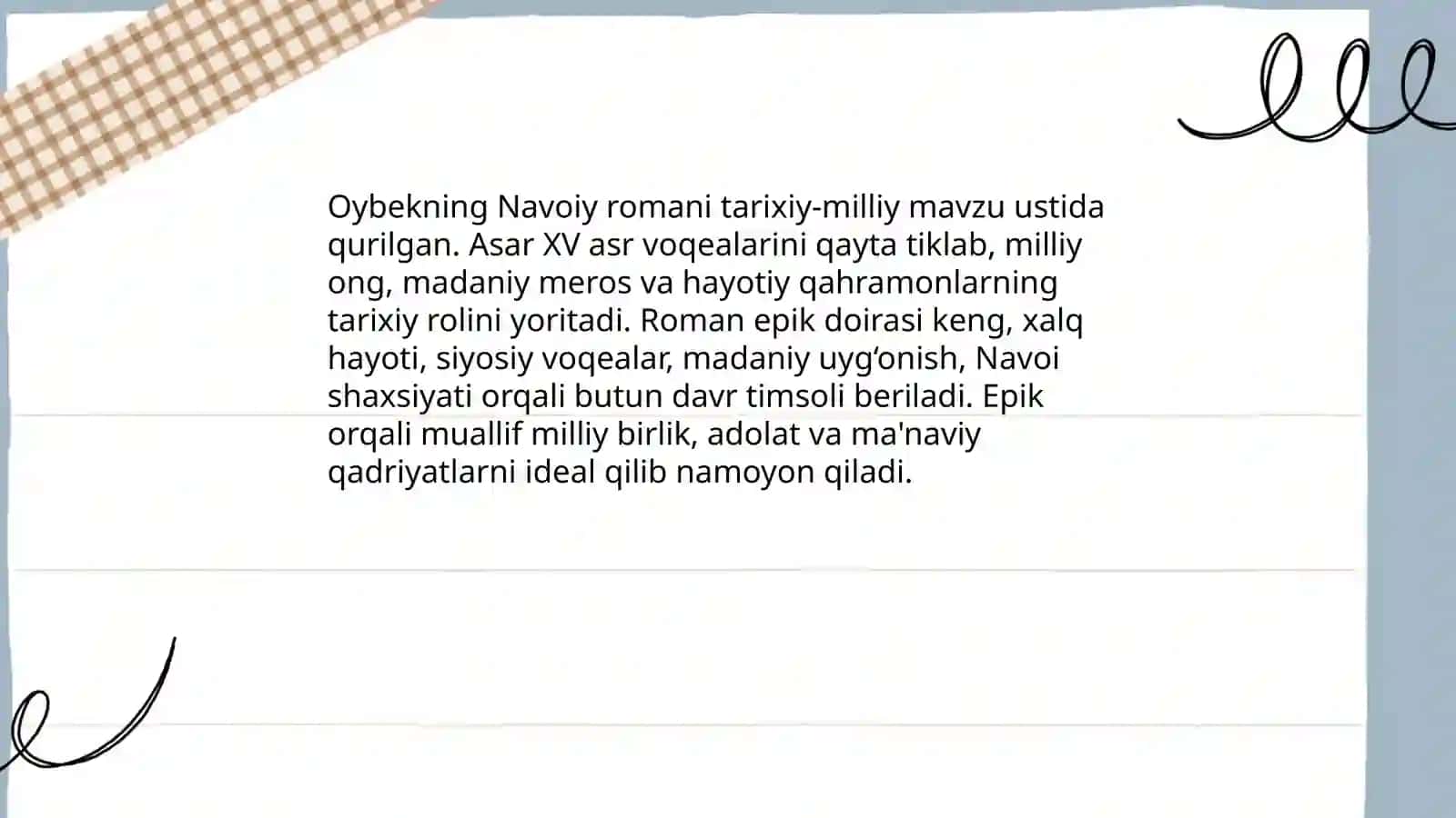 Navoiy romanining epik bo'yicha tahlil 4