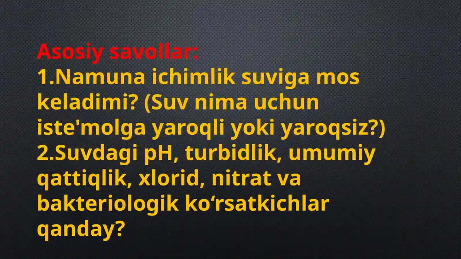 Zarina Xo'janova - Ichimliksuvining sifatini aniqlash 4