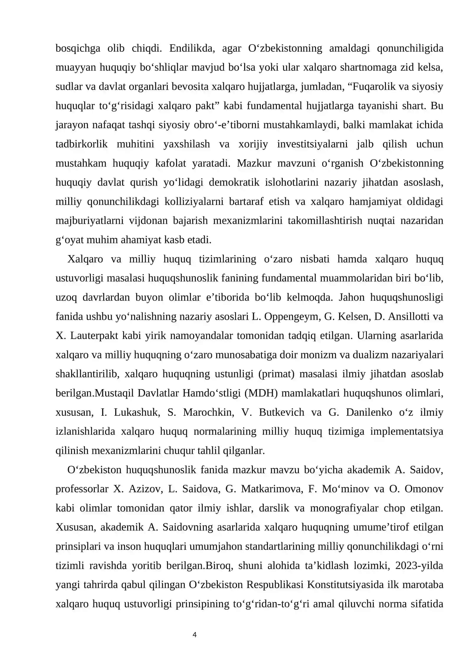 Konstitutsiyada xalqaro huquq ustuvorligi prinsipi kurs ishi 4