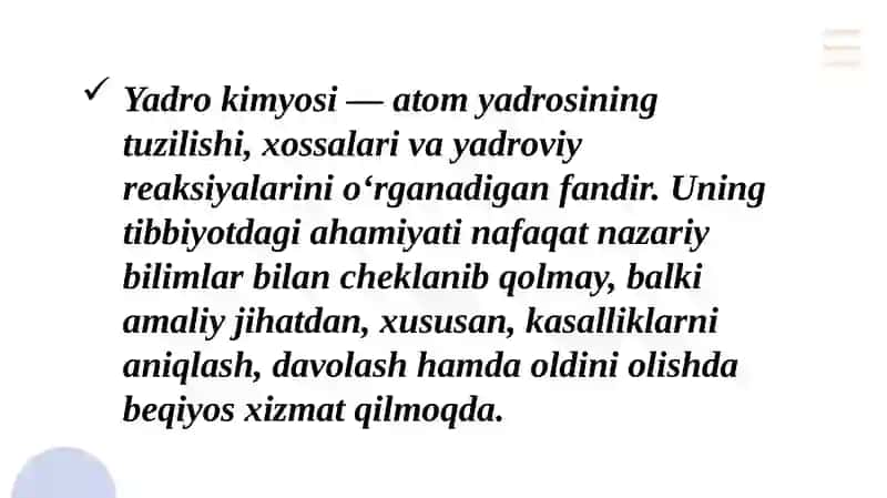 YADRO KIMYOSINING TIBBIYOTDAGI O‘RNI 4