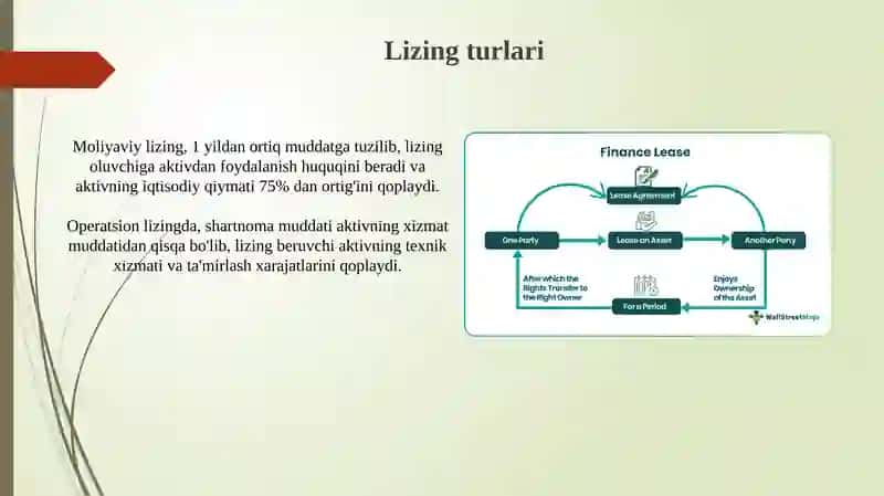 Lizing faoliyatini investitsiya qilish 4