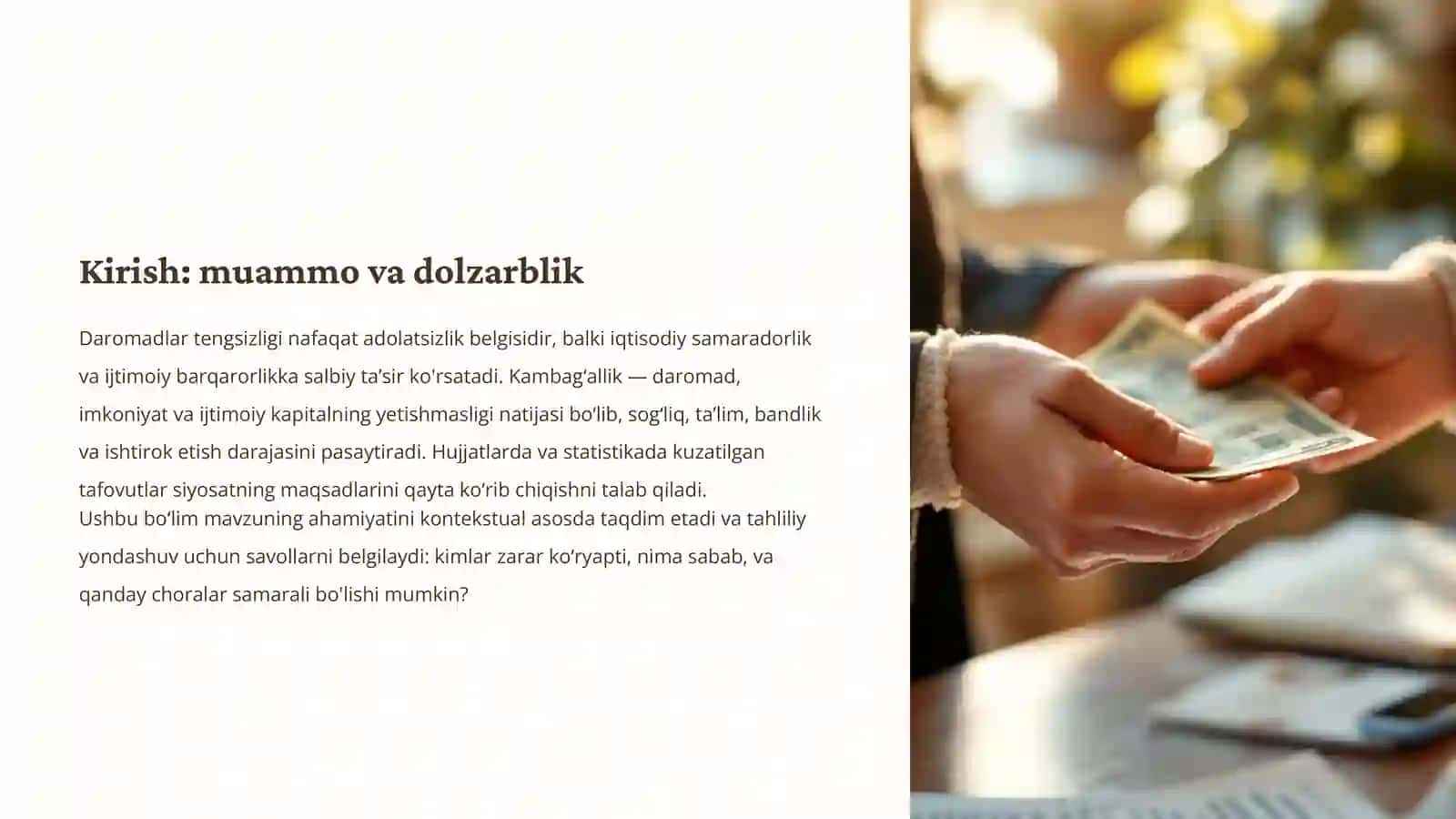 Daromadlarni qayta taqsimlash va kambagʻallikni qisqartirish siyosati 4