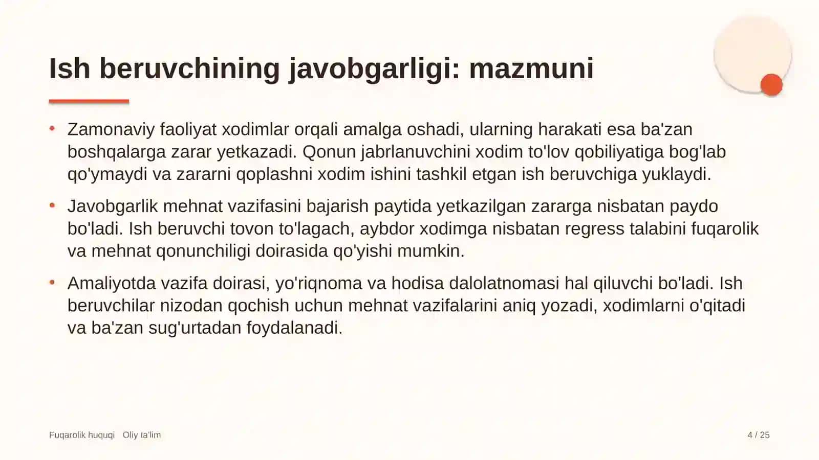 Kimyo sanoatida xodim yetkazgan zarar uchun ish beruvchining javobgarligi 4