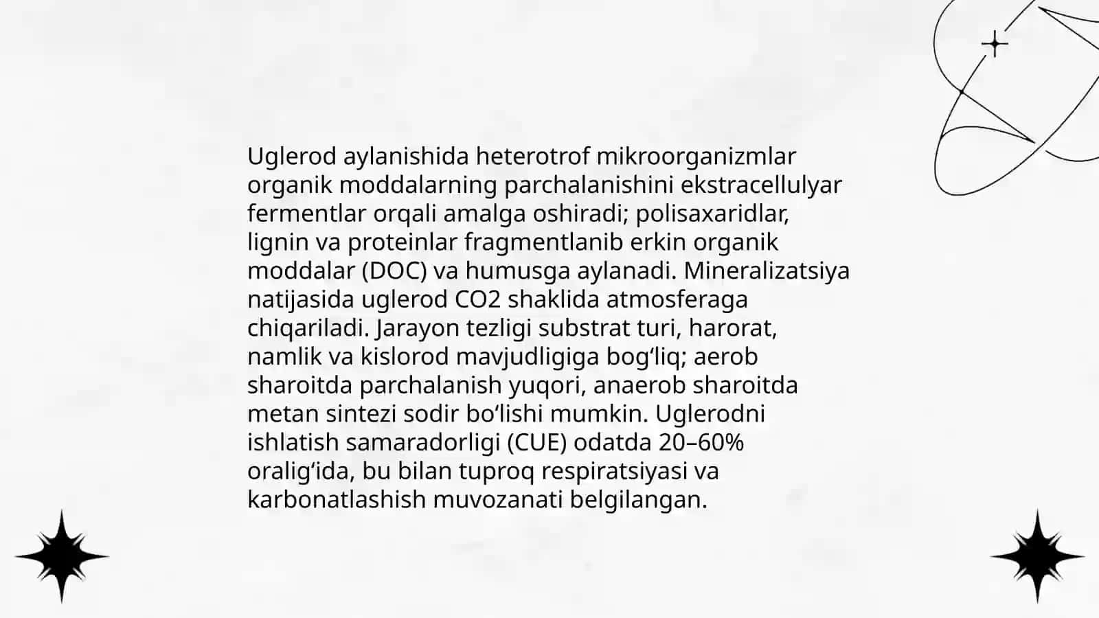 Fosfor, uglerod, azot va oltingugurt aylanishida mikroorganizmlarni ahamiyatini kengroq oʻrganish 4