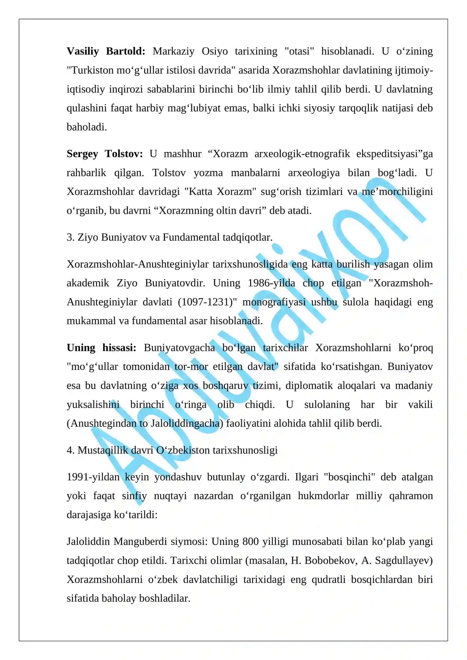 Xorazmshoh – Anushtageniylar sulolasi tarixshunosligi 4