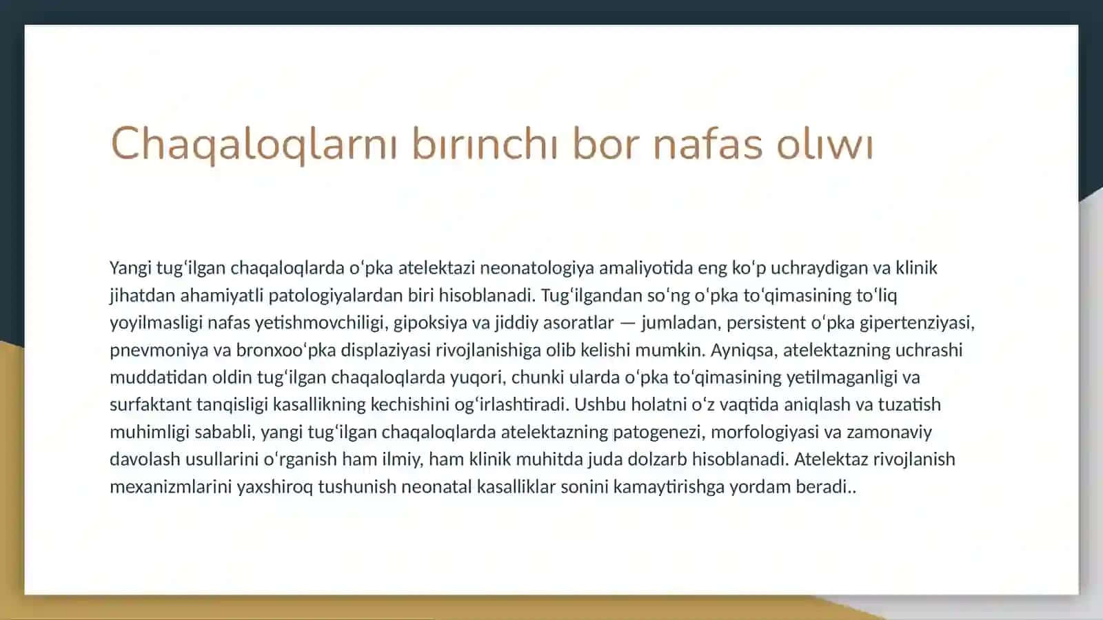 Chaqaloqlarnı bırınchı bor nafas olıwı 4