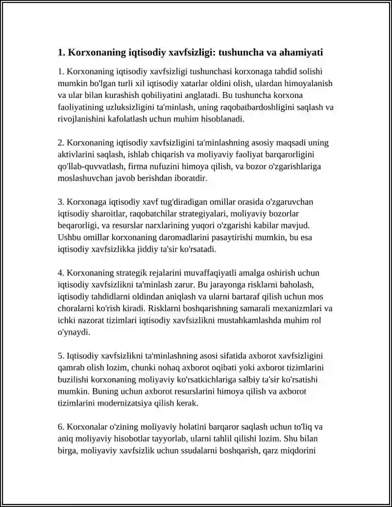 "KORXONANING IQTISODIY XAVSIZLIGI" 4