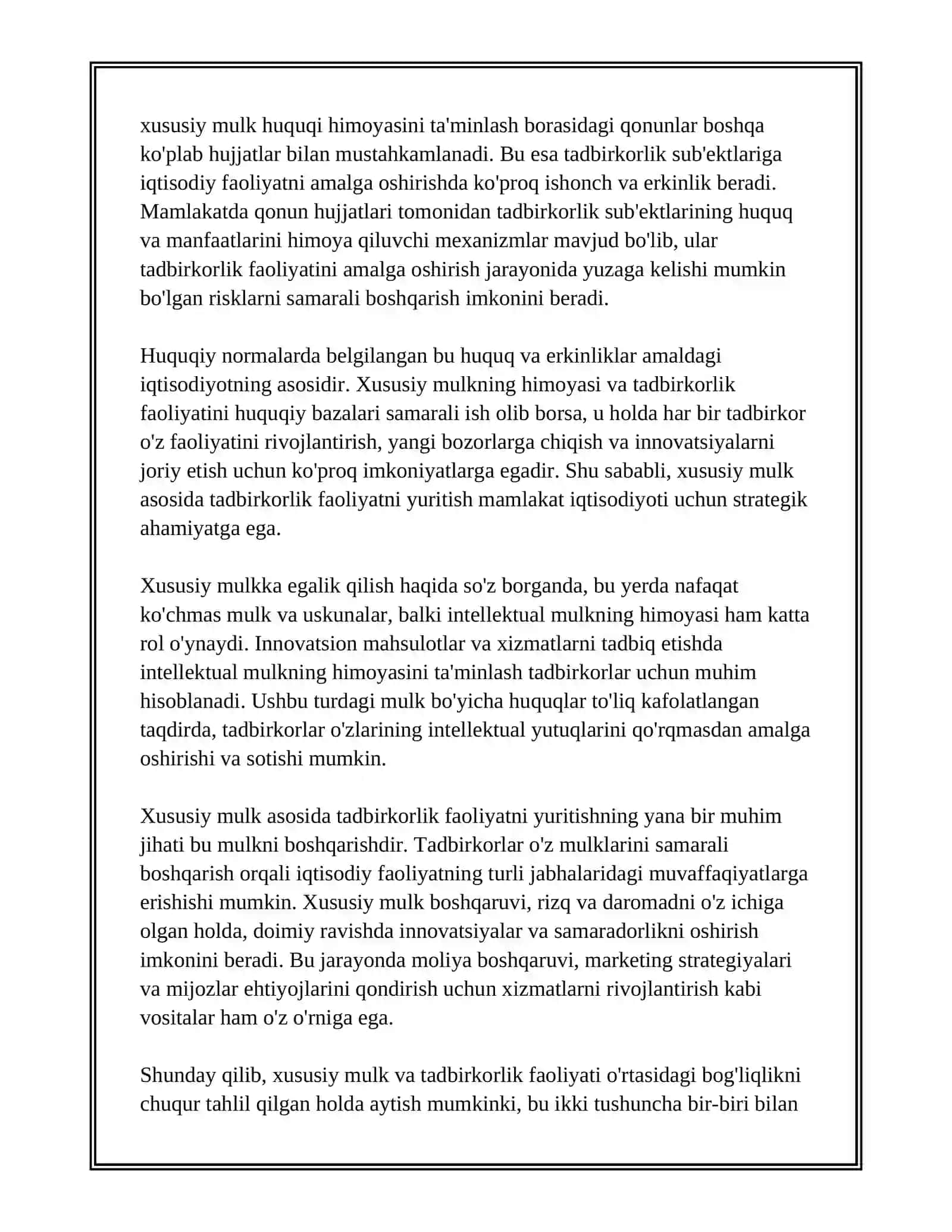 XUSUSIY MULK ASOSIDA TADBIRKORLIK FAOLIYATINI YURITISH 4
