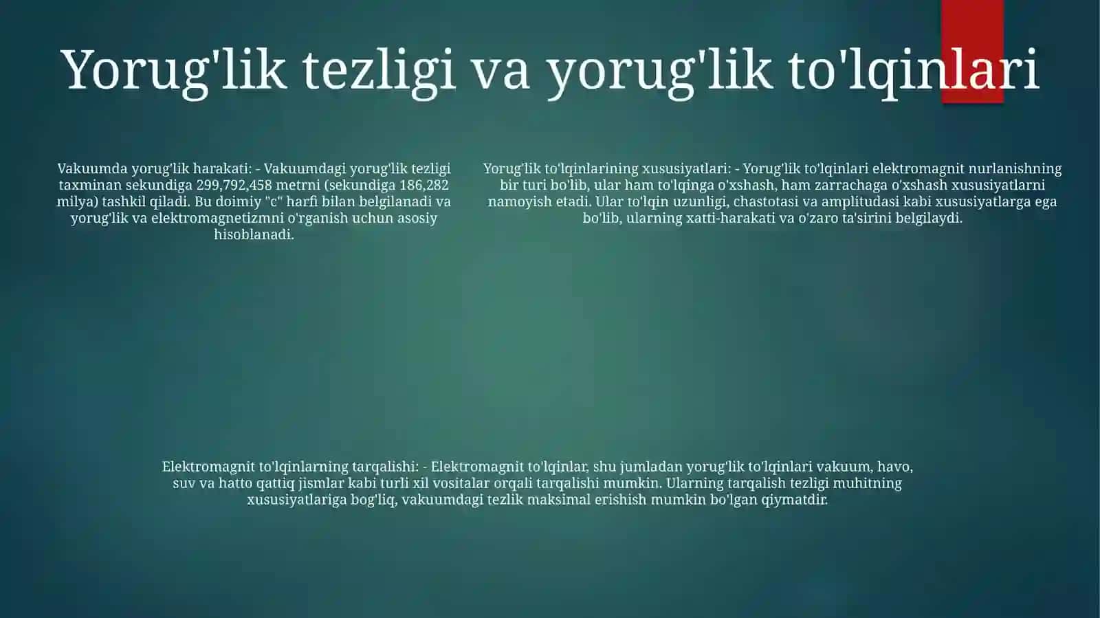 Elektromagnit ToʻLqinlarning Tarqalish Tezligi 4