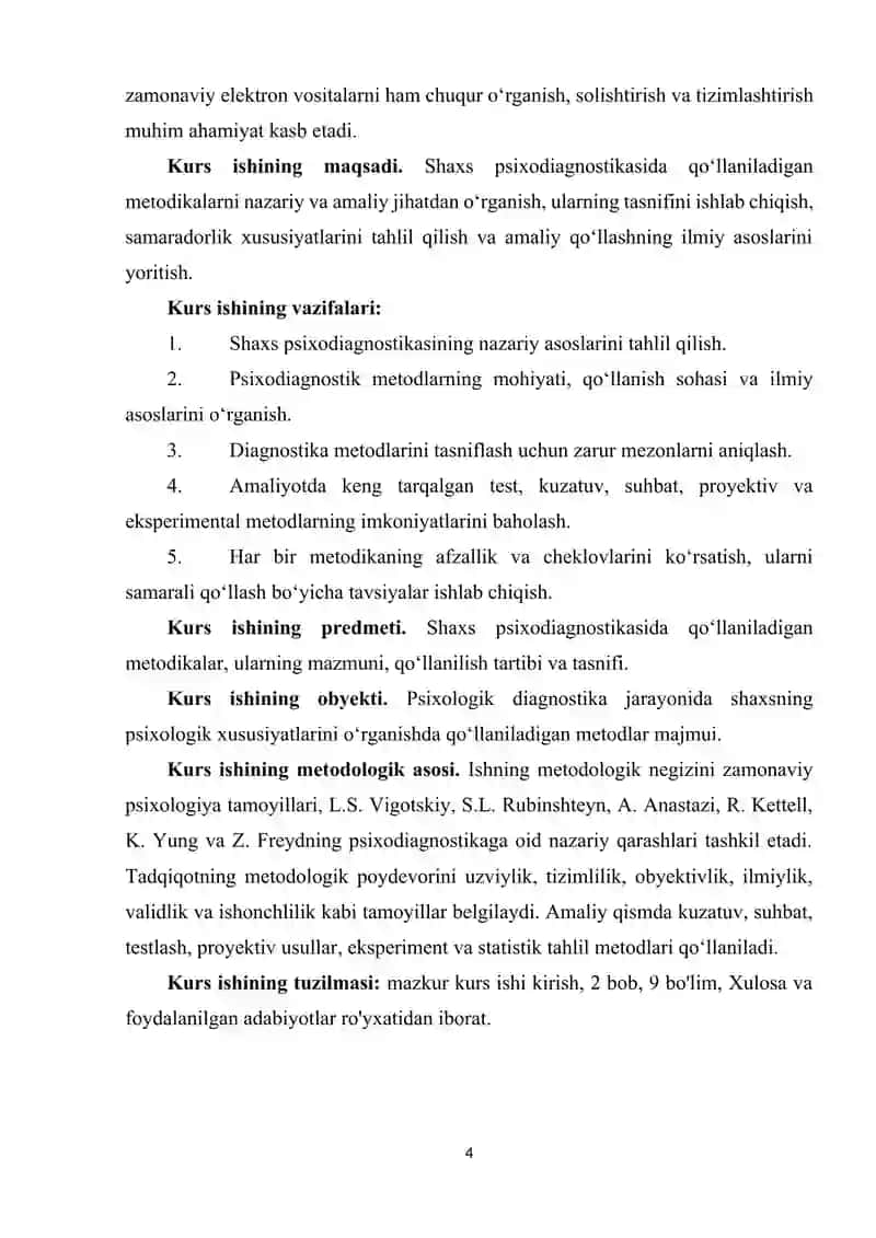 Shaxs psixodiagnostikasida qo’llaniladigan metodikalar tasnifi. 4