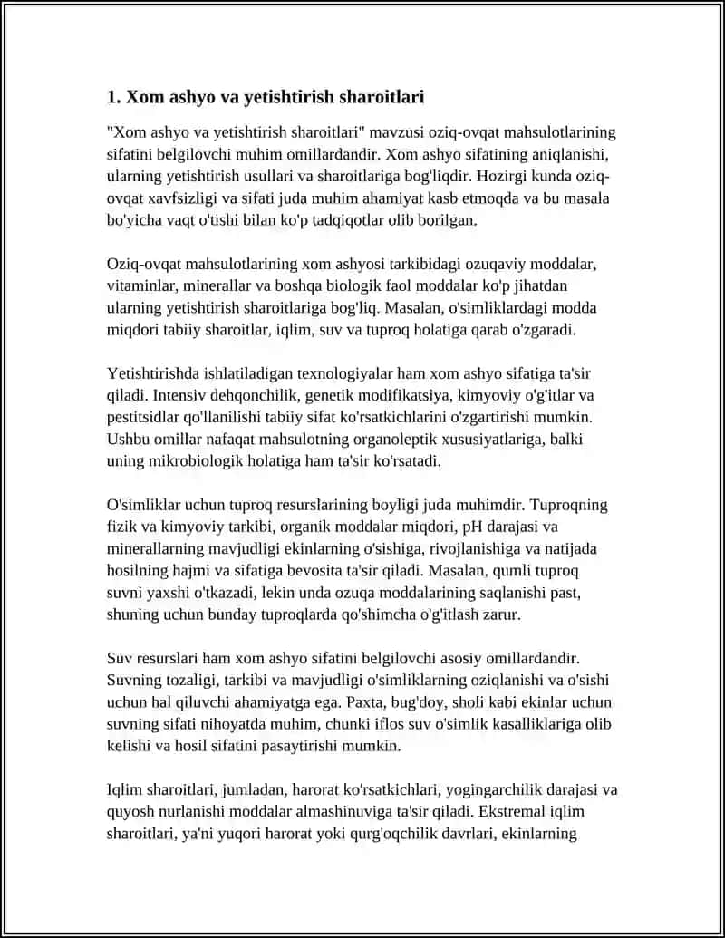 OZIQ-OVQAT MAHSULOTLARIDA SIFATINI BELGILOVCHI OMILLAR 4