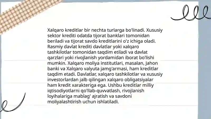 Xalqaro kreditlar va xorijiy investitsiyalar 4