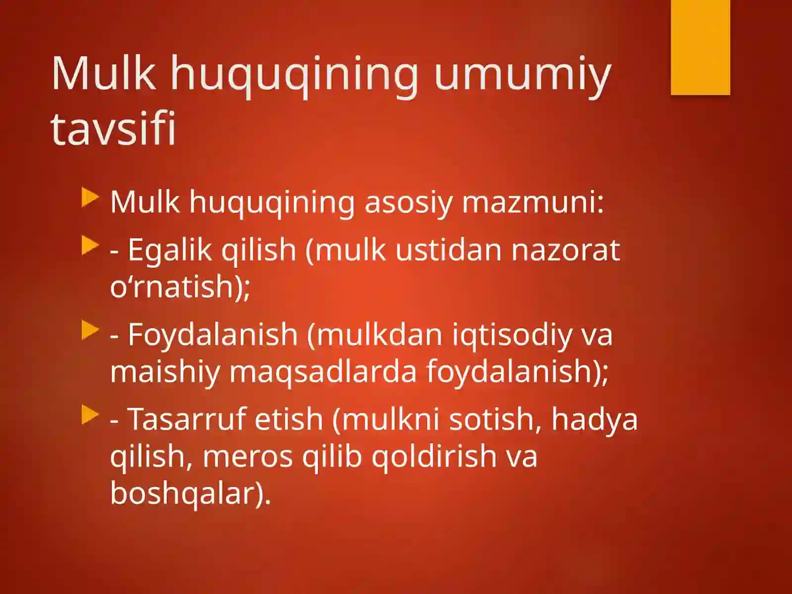 Mulk huquqining umumiy tavsifi 4