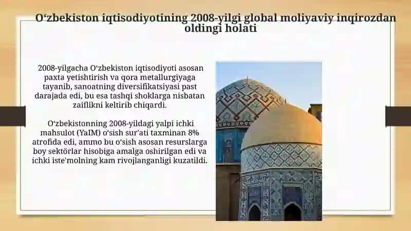 2008-yilgi Jahon Moliyaviy Inqirozining O'zbekistonga Ta'siri 4