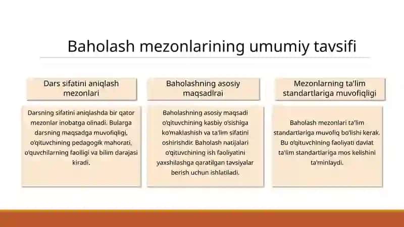 Kuzatuvchi tomonidan darsni baholash mezonlari. 4