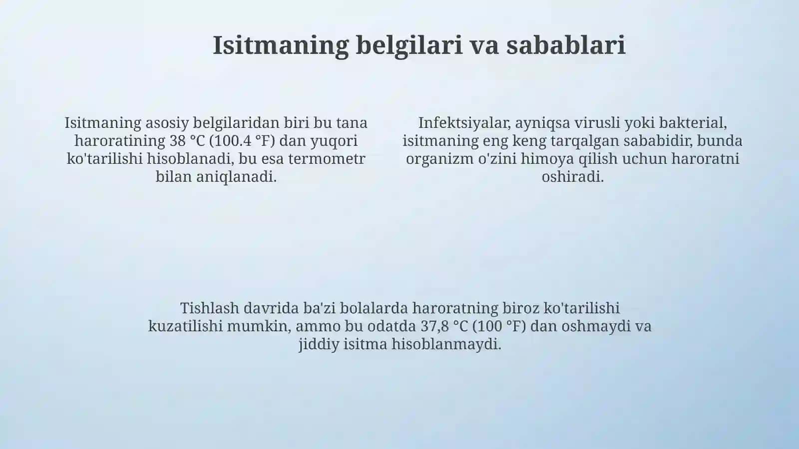 Isitma turlari. Isitmalayotgan bolani parvarishlash 4