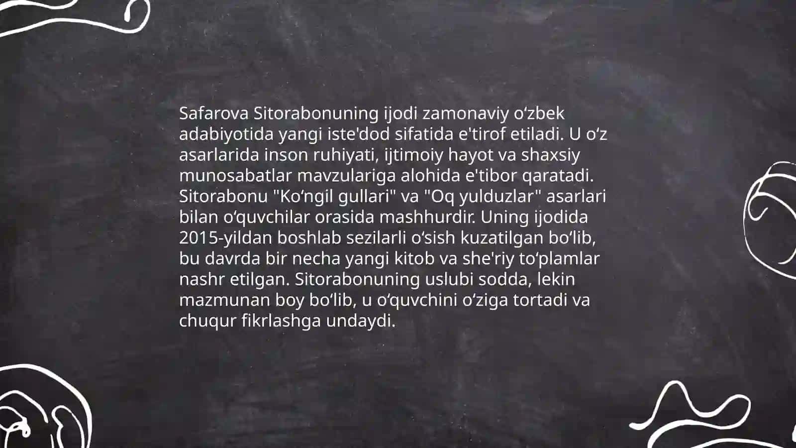 Safarova Sitorabonuning hayoti va ijodi 4