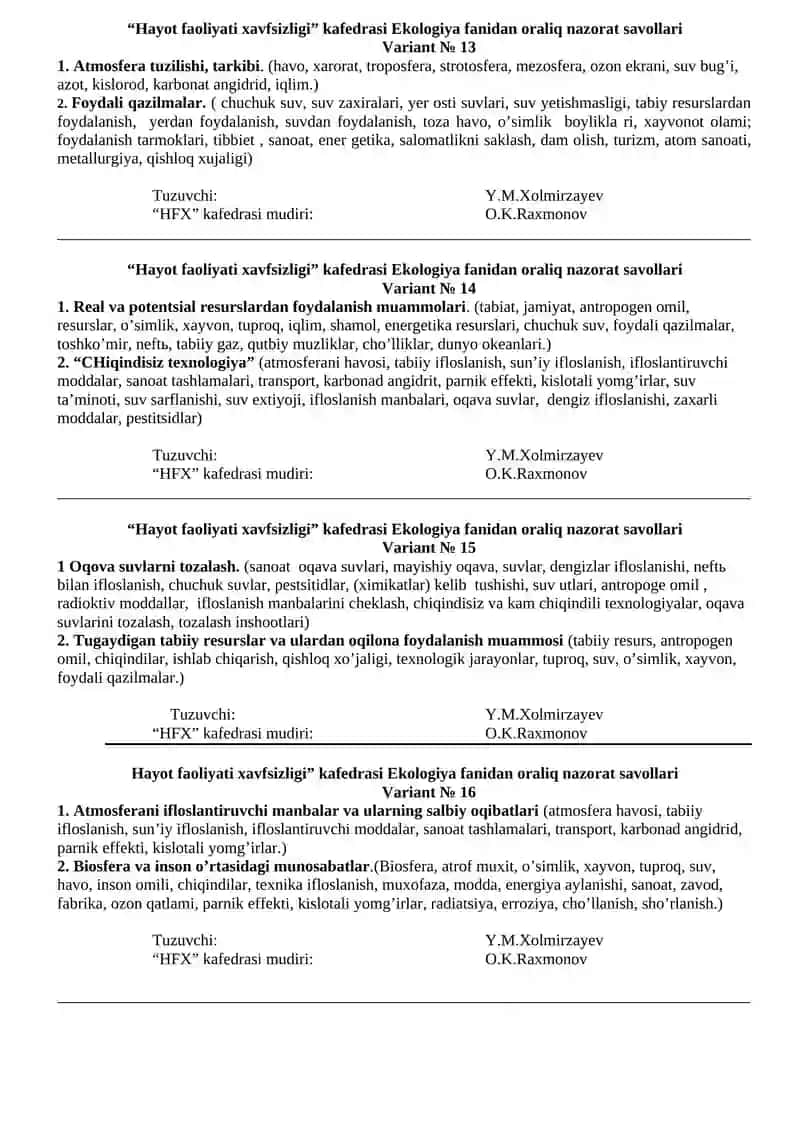 O’zbekiston Respublikasini atrof muxit xaqidagi qonunlari 4