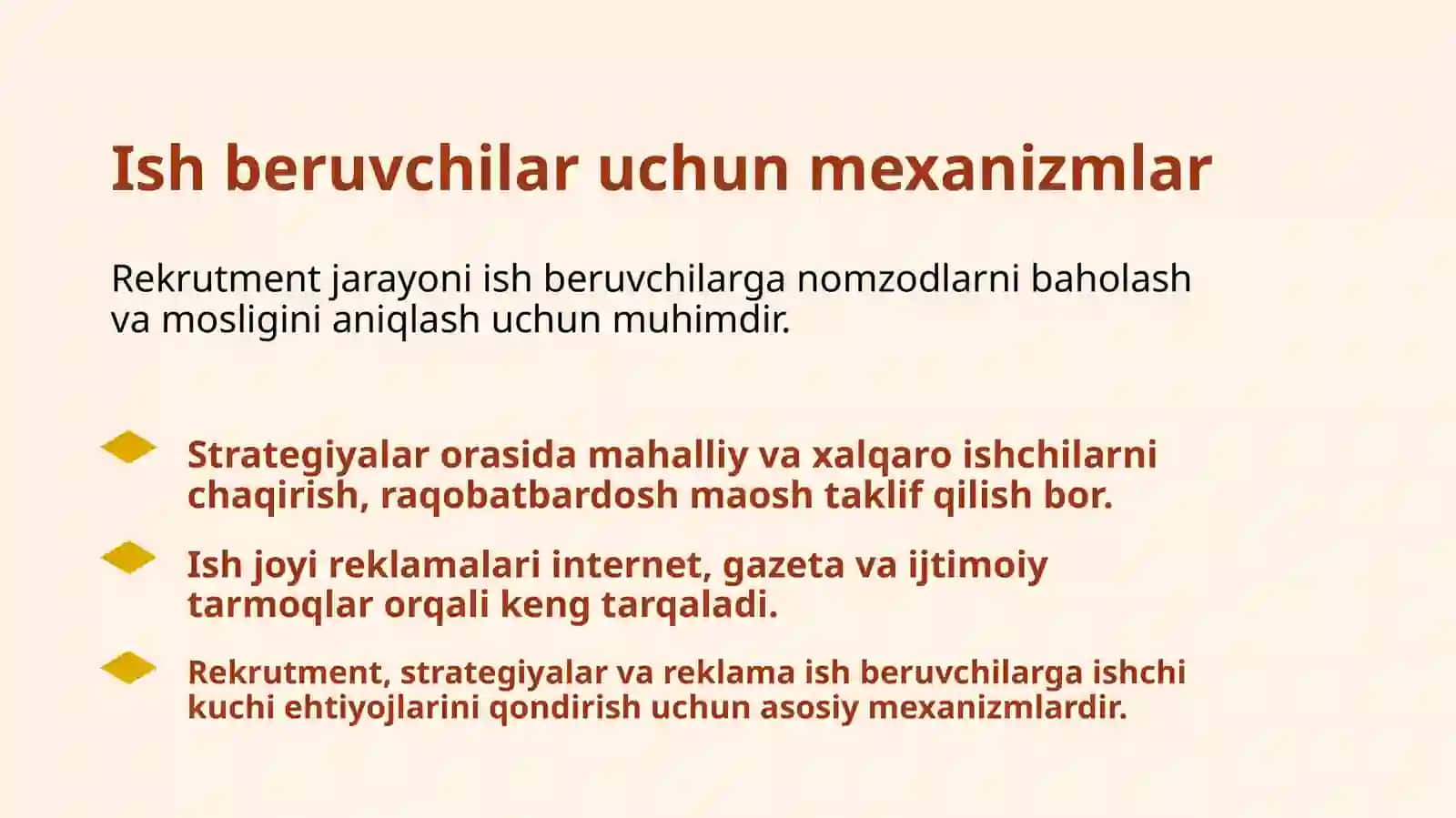 Ishchi o`rinlarini to`ldirish mexanizmlari 4