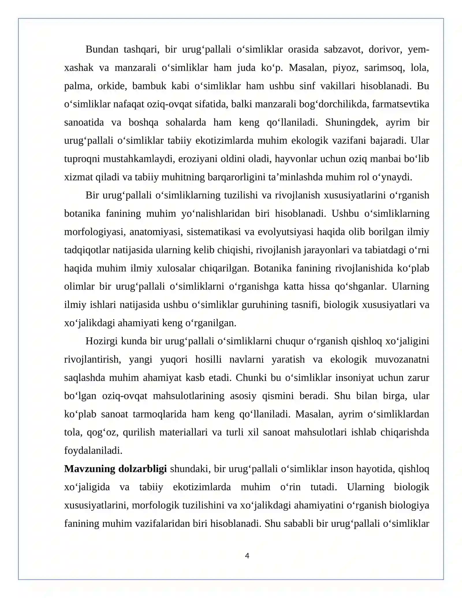 Bir urugʻpallalilar sinfi 4