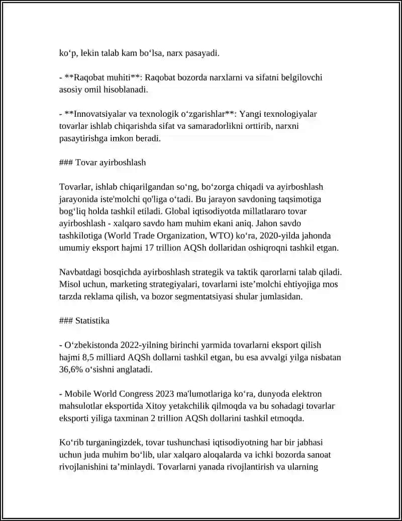 TOVAR VA UNING XUSUSIYATLARI 4