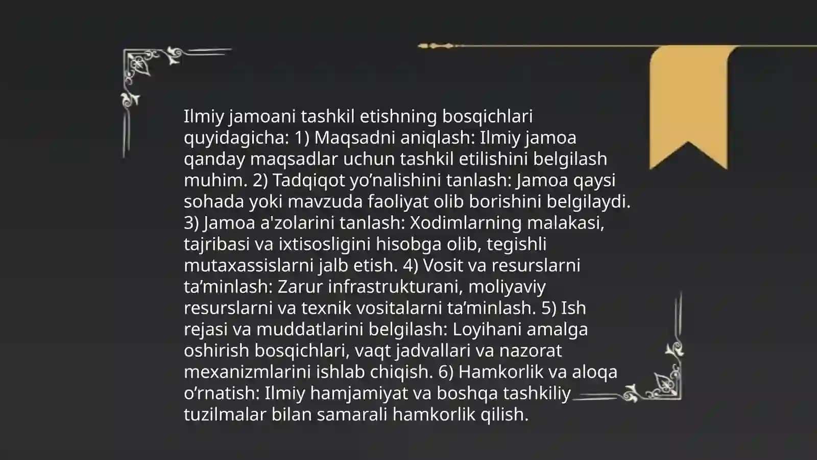 Ilmiy jamoani tashkil etish 4