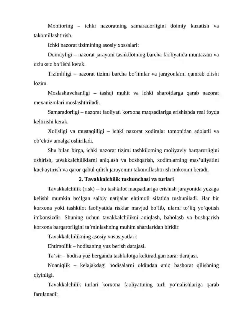 Ichki nazorat tizimi va tavakkalchilikni baholash 4