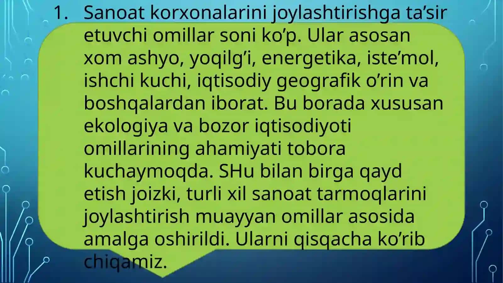 SANOAT TARMOQLARI JOYLASHUVINING EKALOGIK JIHATLARI 4