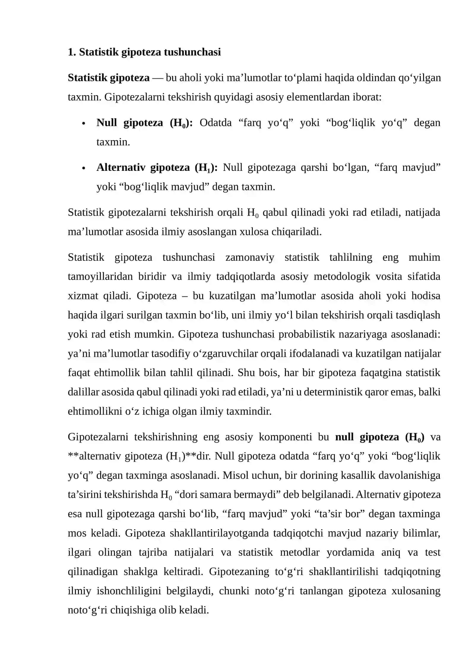 STATISTIK GIPOTEZALARNI TEKSHIRISH 4