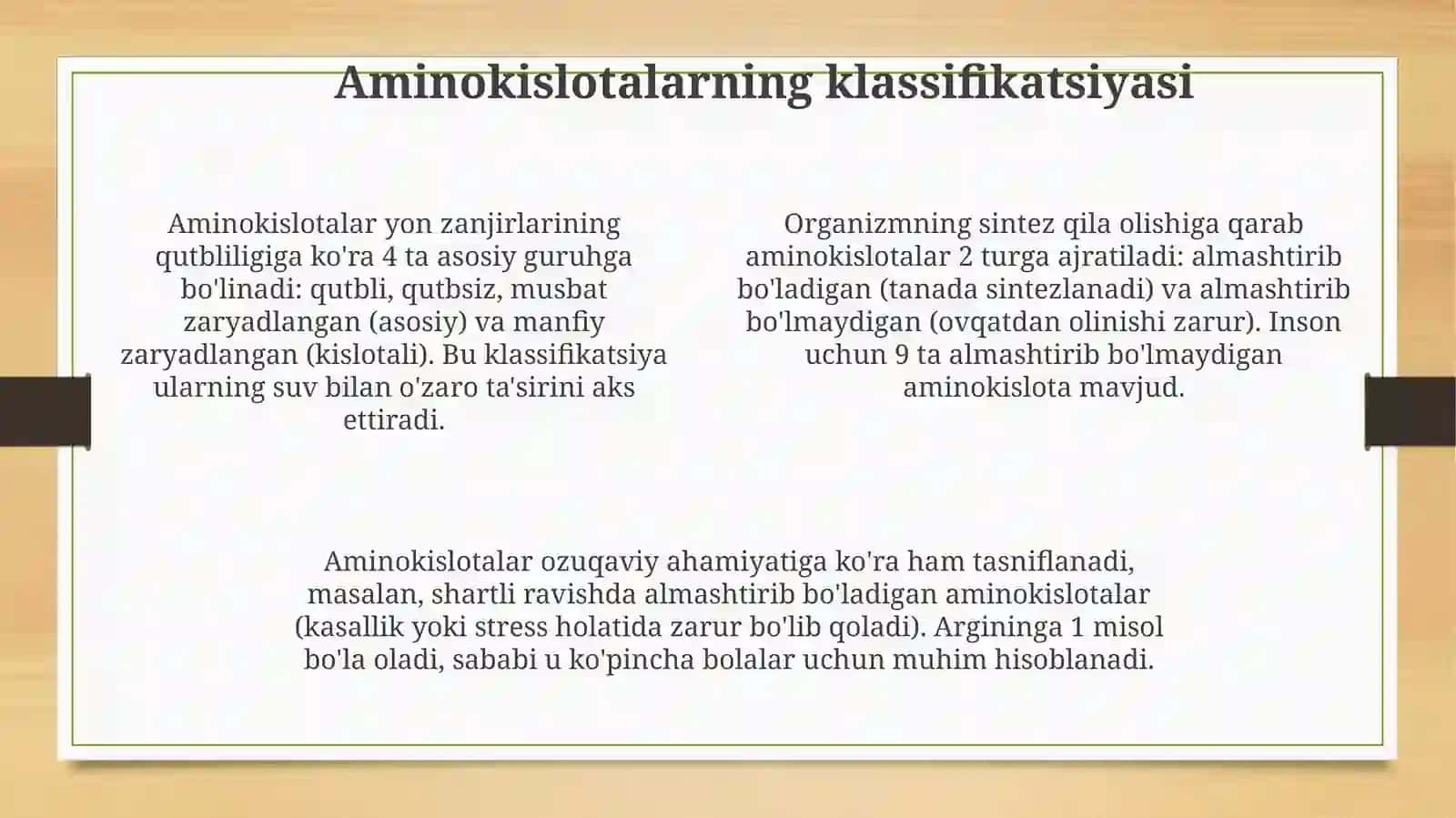 Aminokislotalar, peptidlar va oqsillar 4