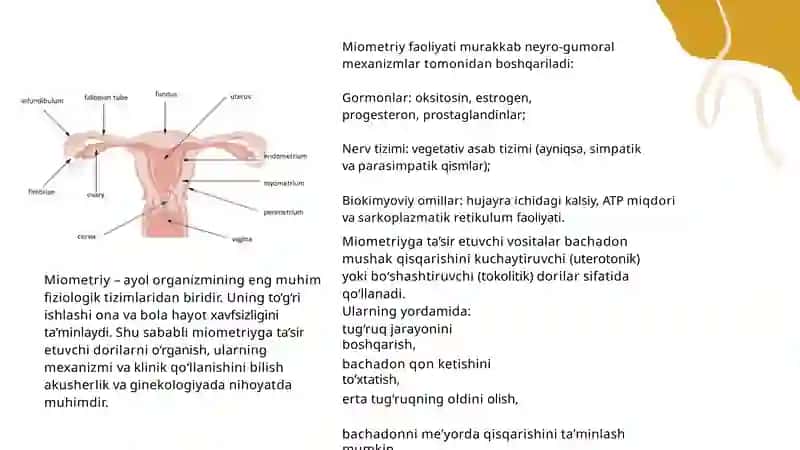 Miometriyga ta'sir etuvchi dori vositalari 4