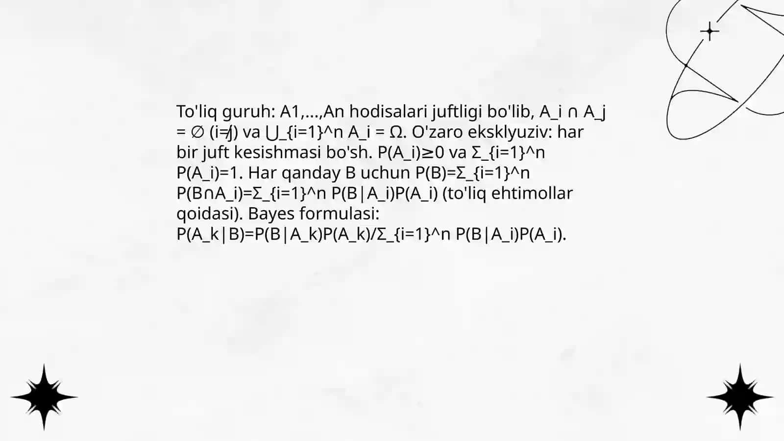 Hodisalarning to'liq guruhi 4