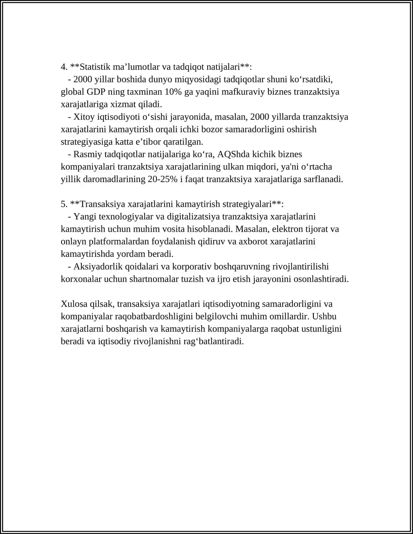 TRANSAKSIONLAR VA TRANSAKSION XARAJATLAR 4