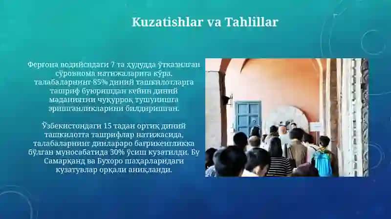 Oʻzbekistondagi Diniy Tashkilotlarga Tashrif 4