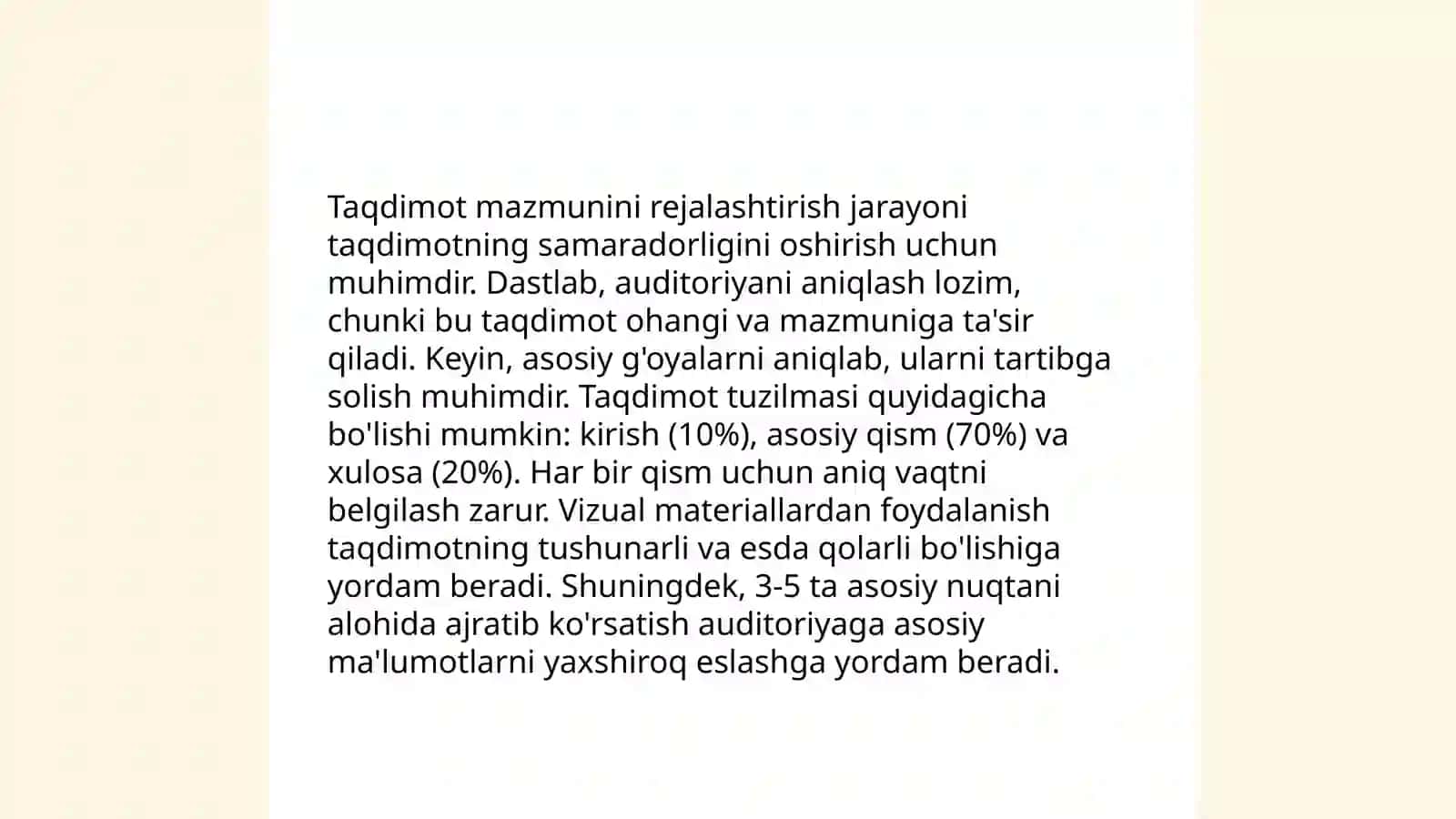 Taqdimot tayyorlashning asosiy tamoyillari 4