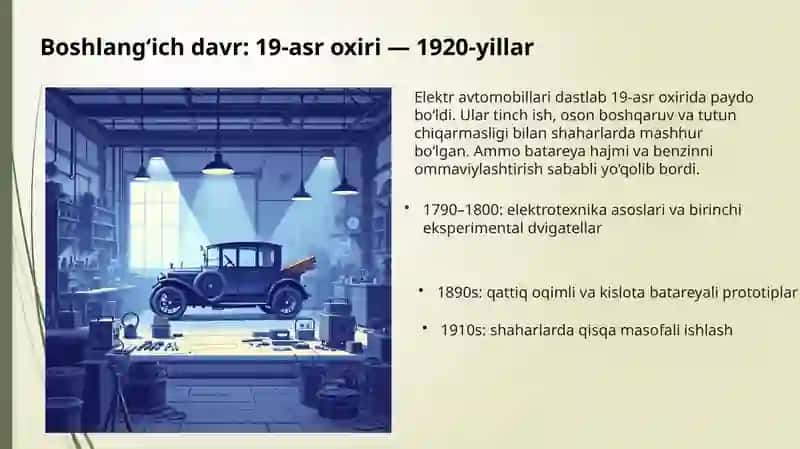 Elektromobillar va hybrid mobil vositalarining rivojlanish bosqichlari 4