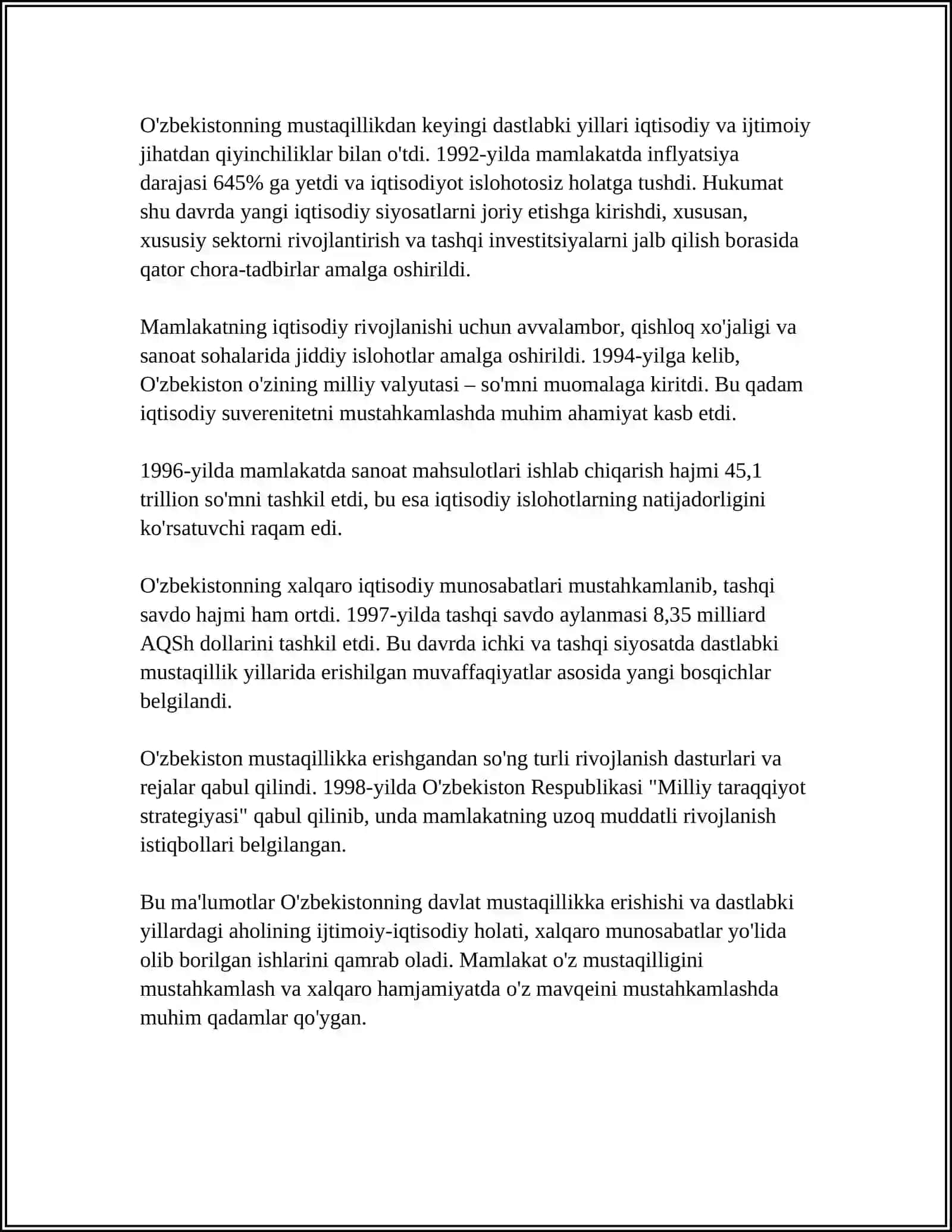 O'ZBEKISTONNING MUSTAQILLIK YILLARI 4