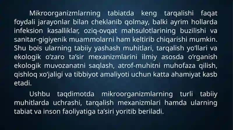 Mikroorganizmlarning tabiat datarqalishi 4