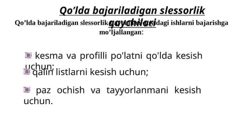 8-amaliy mashg’ulot Chilangarlik qaychilarida ishlash 4