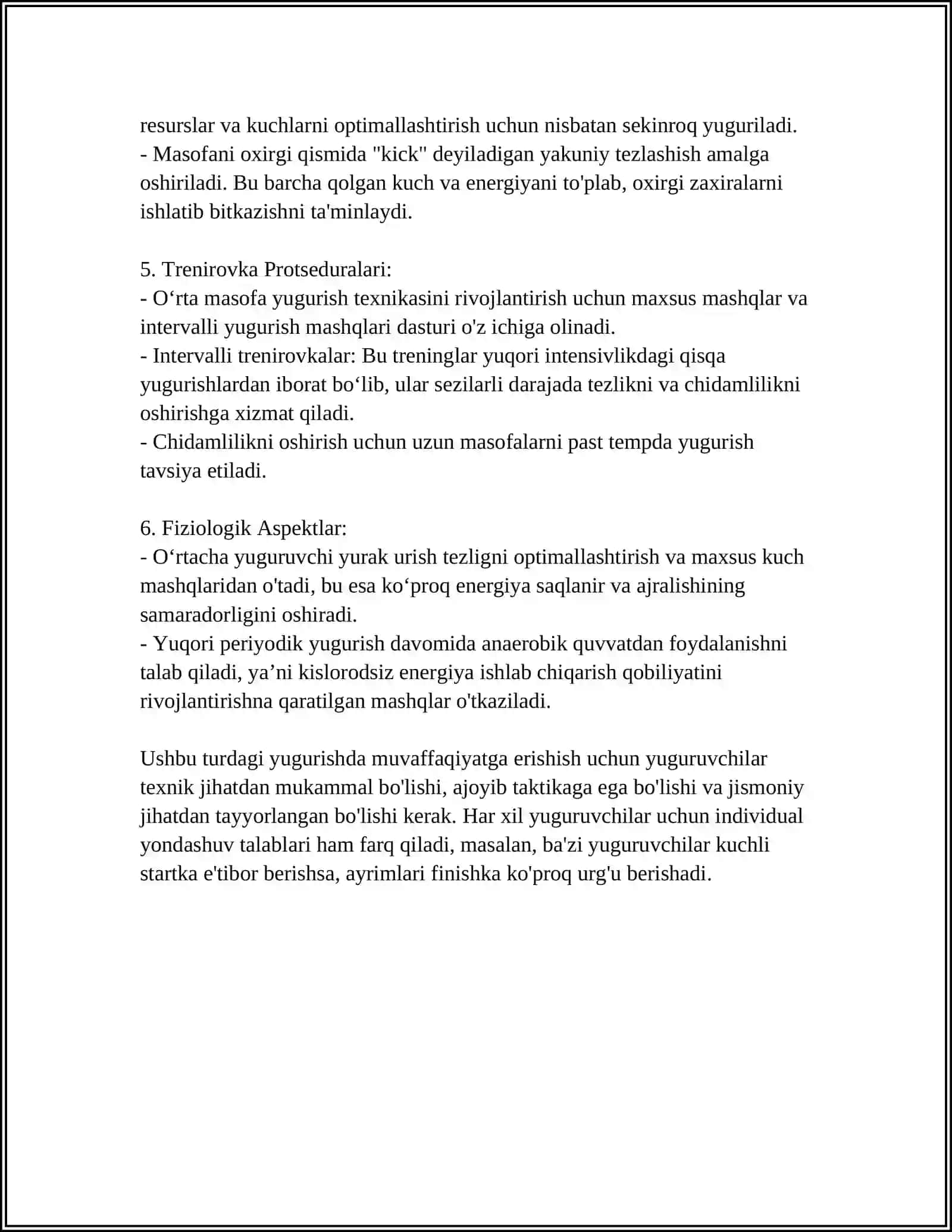 YENGIL ATLETIKA: OʻRTA MASOFAGA YUGURISHLAR 4
